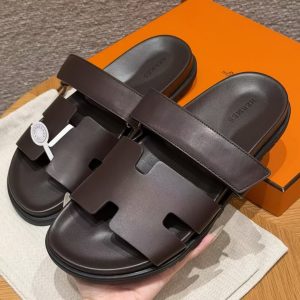 Alternative view of Hermes Chypre Sandal Men Techno-sandal Calfskin Marron Ebene H222858ZHME390