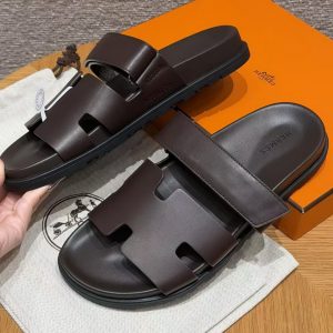Hermes Chypre Sandal Men Techno-sandal Calfskin Marron Ebene H222858ZHME390 - Image 16
