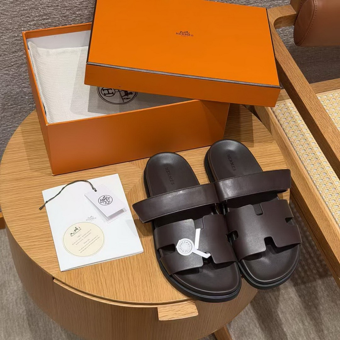 Hermes Chypre Sandal Men Techno-sandal Calfskin Marron Ebene H222858ZHME390 - Image 10