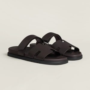 Hermes Chypre Sandal Men Techno-sandal Calfskin Marron Ebene H222858ZHME390 - Image 4