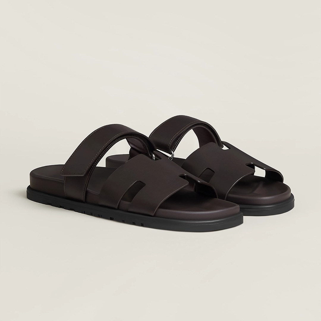 Hermes Chypre Sandal Men Techno-sandal Calfskin Marron Ebene H222858ZHME390 - Image 4