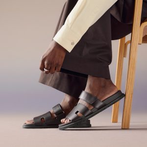 Hermes Chypre Sandal Men Techno-sandal Calfskin Marron Ebene H222858ZHME390 - Image 3