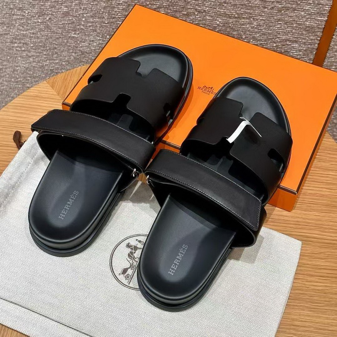 Hermes Chypre Sandal Men Techno-sandal Calfskin Noir H222000ZH01390 - Image 2
