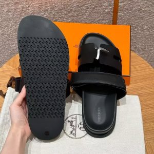Hermes Chypre Sandal Men Techno-sandal Calfskin Noir H222000ZH01390 - Image 13