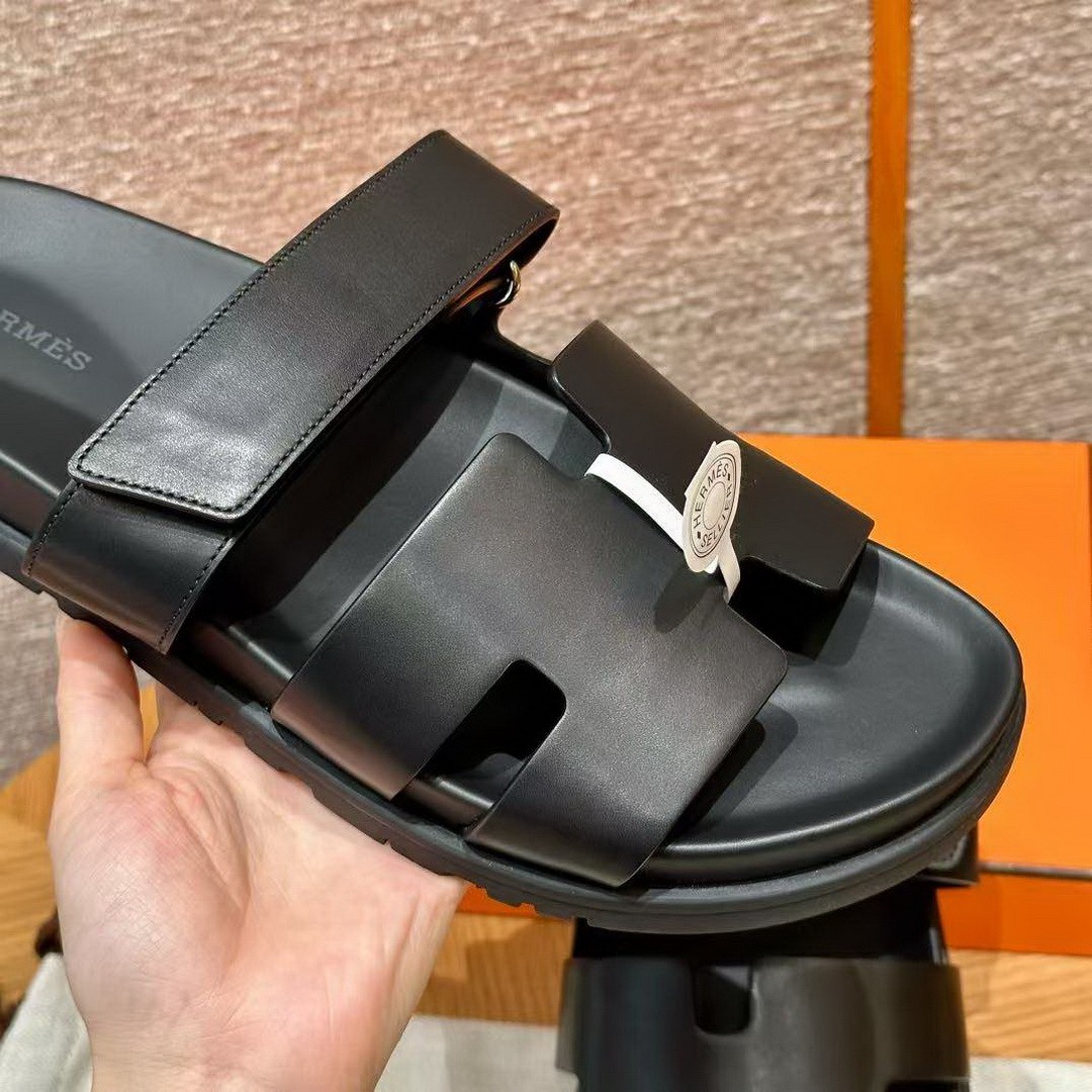 Hermes Chypre Sandal Men Techno-sandal Calfskin Noir H222000ZH01390 - Image 10