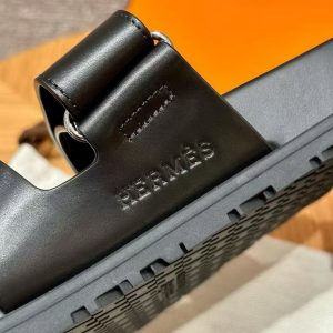 Hermes Chypre Sandal Men Techno-sandal Calfskin Noir H222000ZH01390 - Image 6