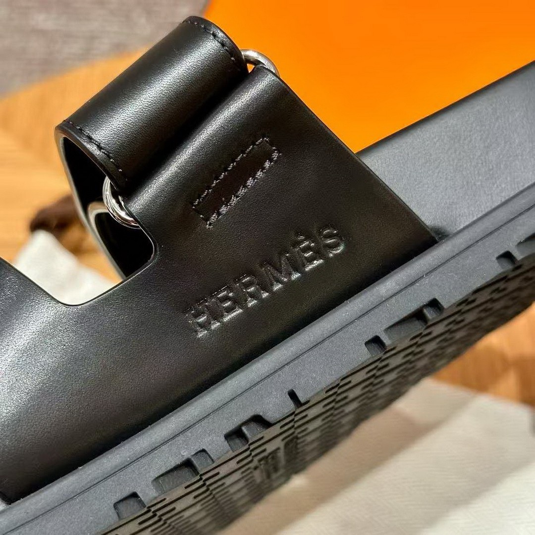 Hermes Chypre Sandal Men Techno-sandal Calfskin Noir H222000ZH01390 - Image 6