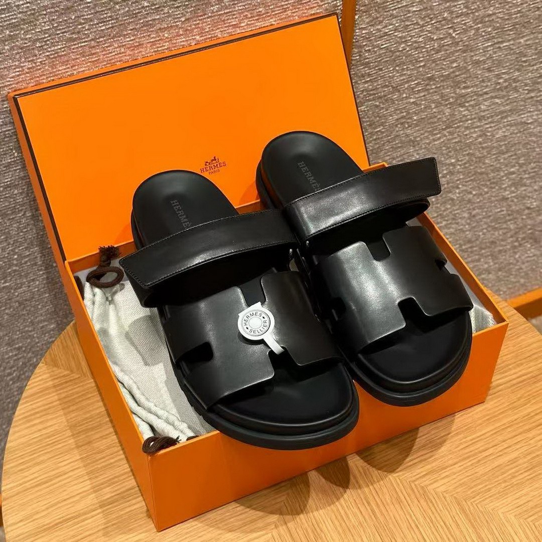 Hermes Chypre Sandal Men Techno-sandal Calfskin Noir H222000ZH01390 - Image 5