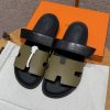 Hermes Chypre Sandal Men Techno-sandal Calfskin Vert Toundra Noir H222858ZHVT390