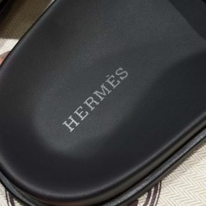 Hermes Chypre Sandal Men Techno-sandal Calfskin Vert Toundra Noir H222858ZHVT390 - Image 9