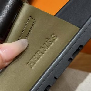 Hermes Chypre Sandal Men Techno-sandal Calfskin Vert Toundra Noir H222858ZHVT390 - Image 8