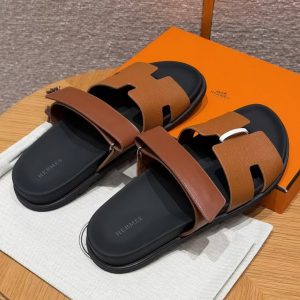 Alternative view of Hermes Chypre Sandal Men Techno-sandal Calfskin and Epsom Calfskin Gold