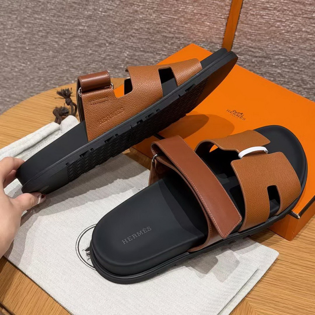Hermes Chypre Sandal Men Techno-sandal Calfskin and Epsom Calfskin Gold - Image 12