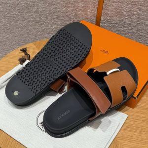 Hermes Chypre Sandal Men Techno-sandal Calfskin and Epsom Calfskin Gold - Image 11