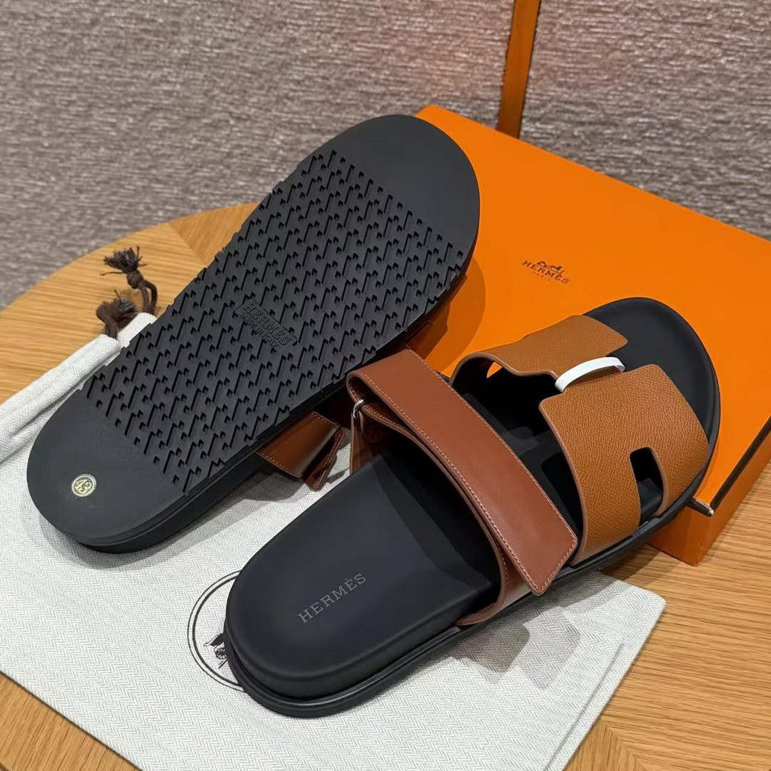 Hermes Chypre Sandal Men Techno-sandal Calfskin and Epsom Calfskin Gold - Image 11