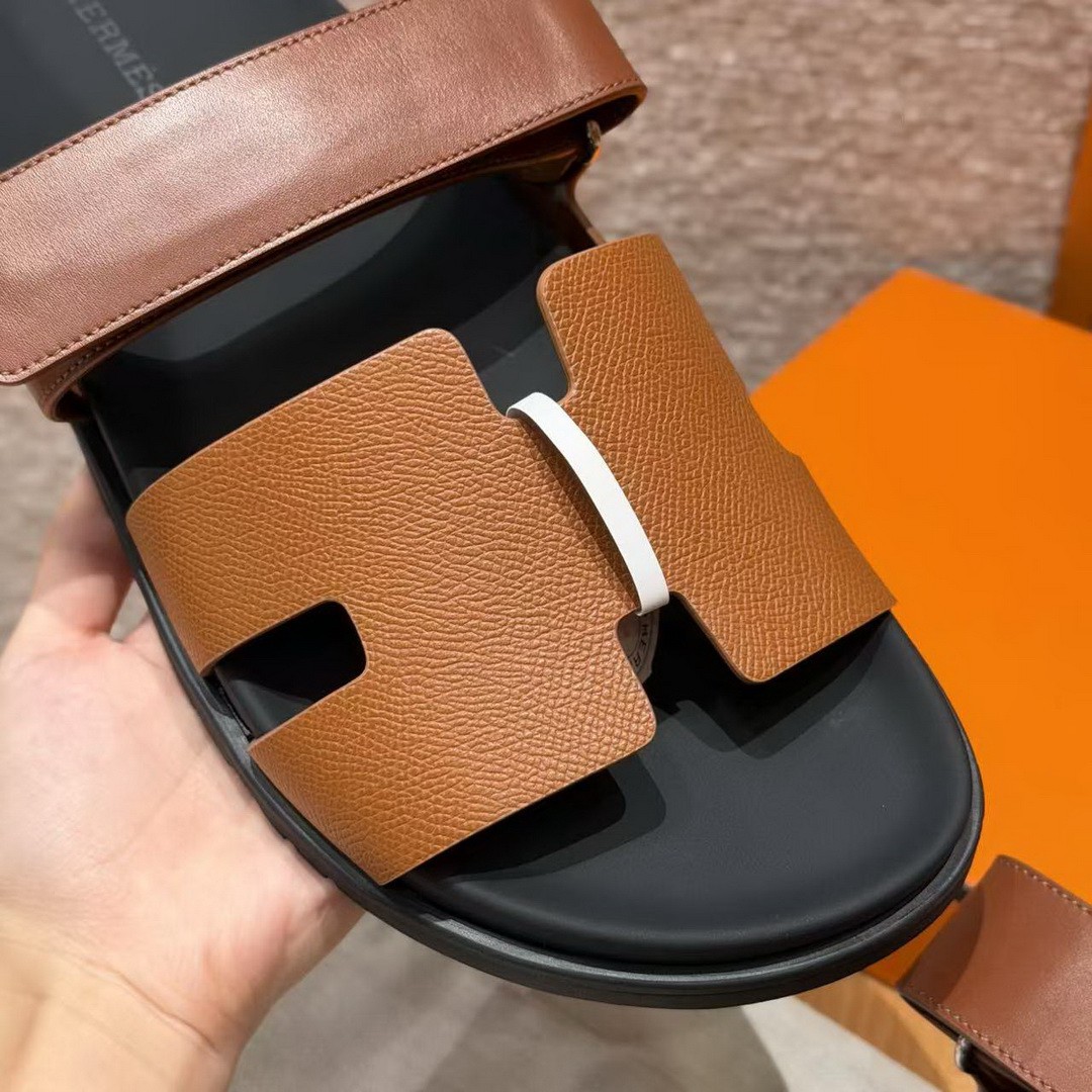 Hermes Chypre Sandal Men Techno-sandal Calfskin and Epsom Calfskin Gold - Image 6