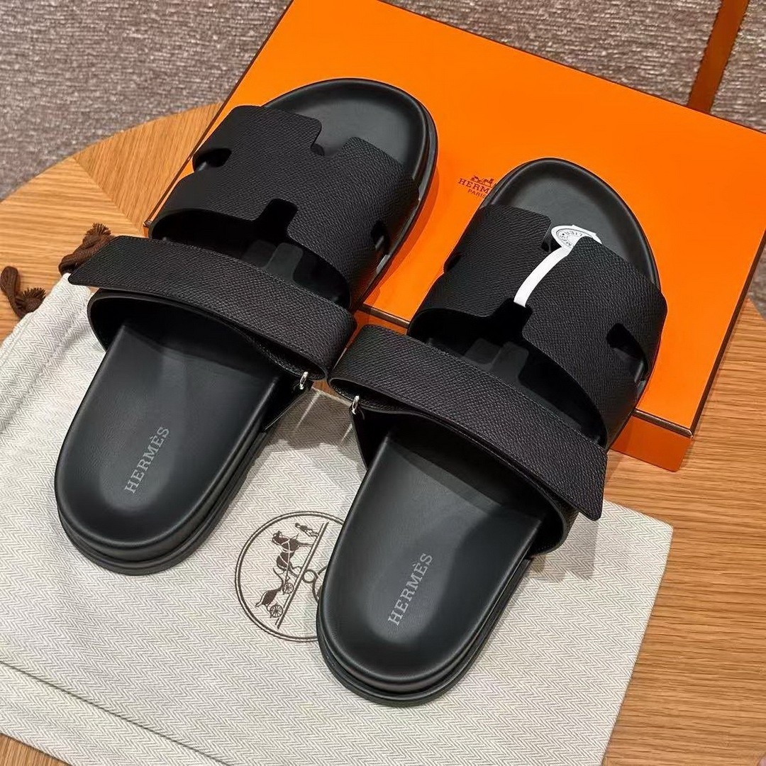 Hermes Chypre Sandal Men Techno-sandal Epsom Calfskin Black - Image 2