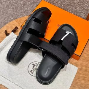 Hermes Chypre Sandal Men Techno-sandal Epsom Calfskin Black - Image 12