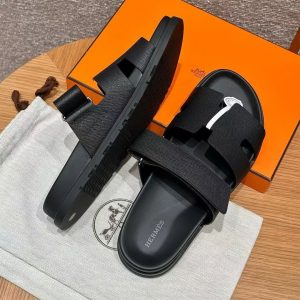 Hermes Chypre Sandal Men Techno-sandal Epsom Calfskin Black - Image 11