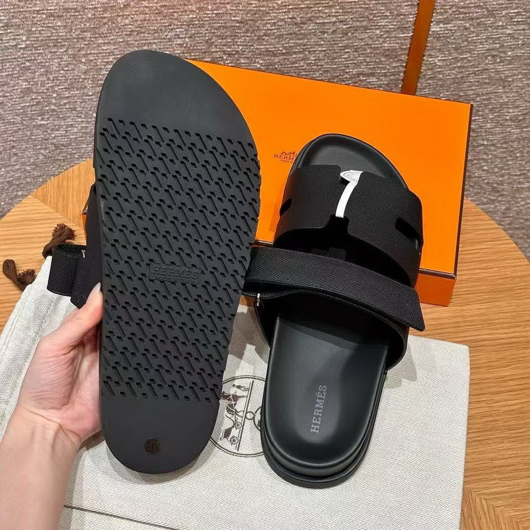 Hermes Chypre Sandal Men Techno-sandal Epsom Calfskin Black - Image 10
