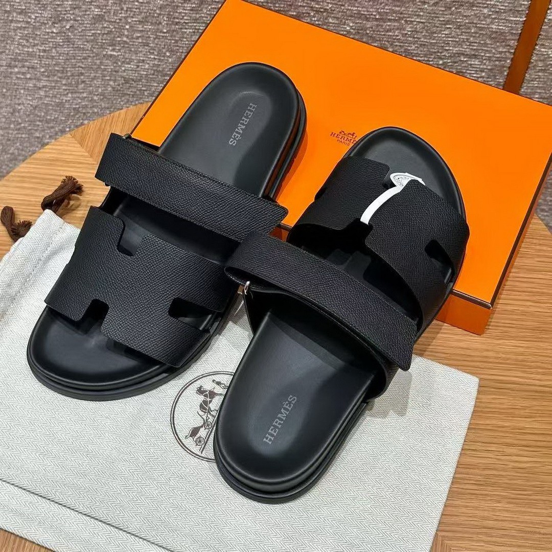Hermes Chypre Sandal Men Techno-sandal Epsom Calfskin Black - Image 7