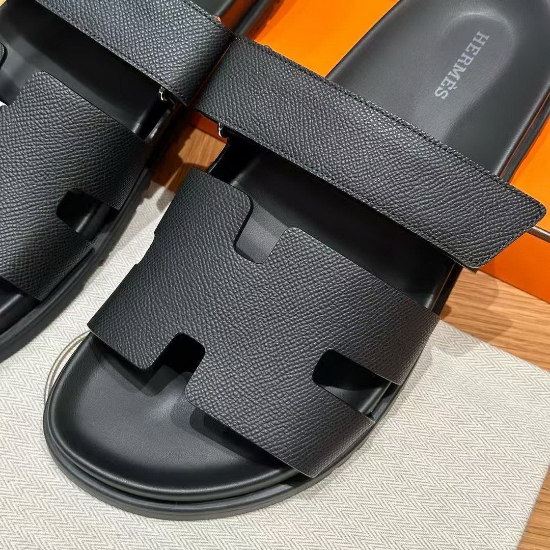 Hermes Chypre Sandal Men Techno-sandal Epsom Calfskin Black - Image 6