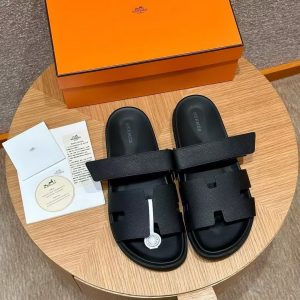 Hermes Chypre Sandal Men Techno-sandal Epsom Calfskin Black - Image 3