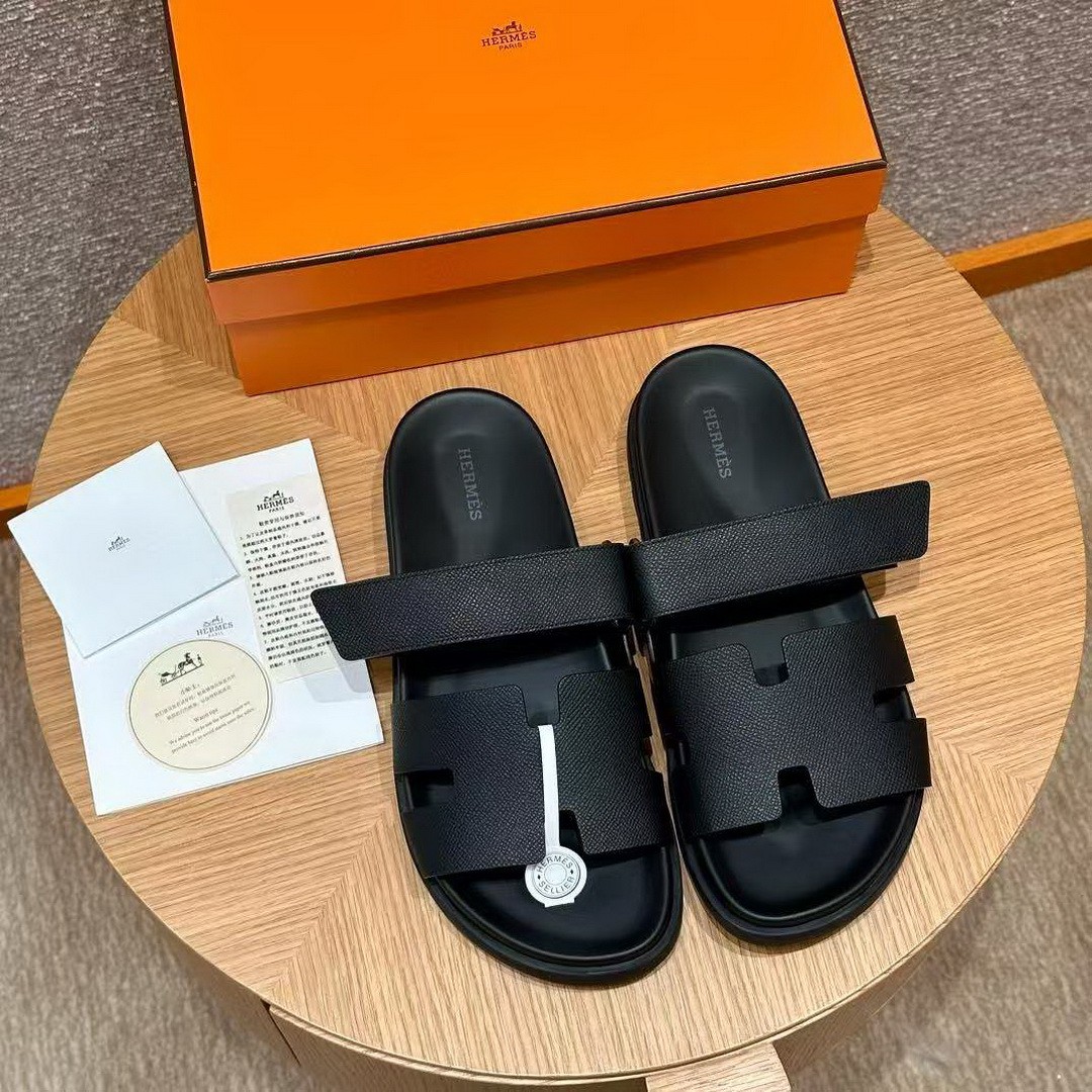 Hermes Chypre Sandal Men Techno-sandal Epsom Calfskin Black - Image 3