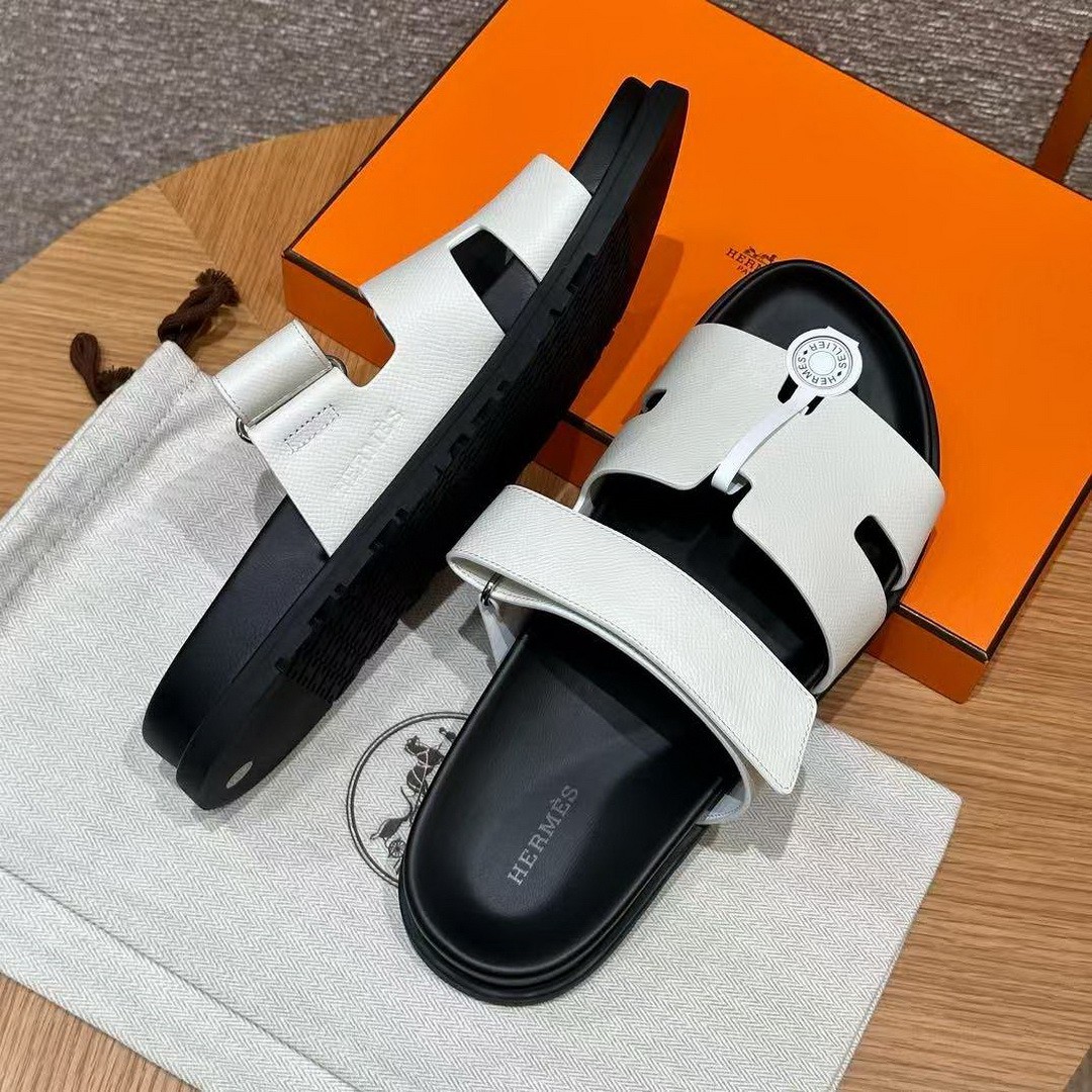 Hermes Chypre Sandal Men Techno-sandal Epsom Calfskin Blanc - Image 10