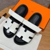 Hermes Chypre Sandal Men Techno-sandal Epsom Calfskin Blanc