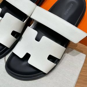 Hermes Chypre Sandal Men Techno-sandal Epsom Calfskin Blanc - Image 7