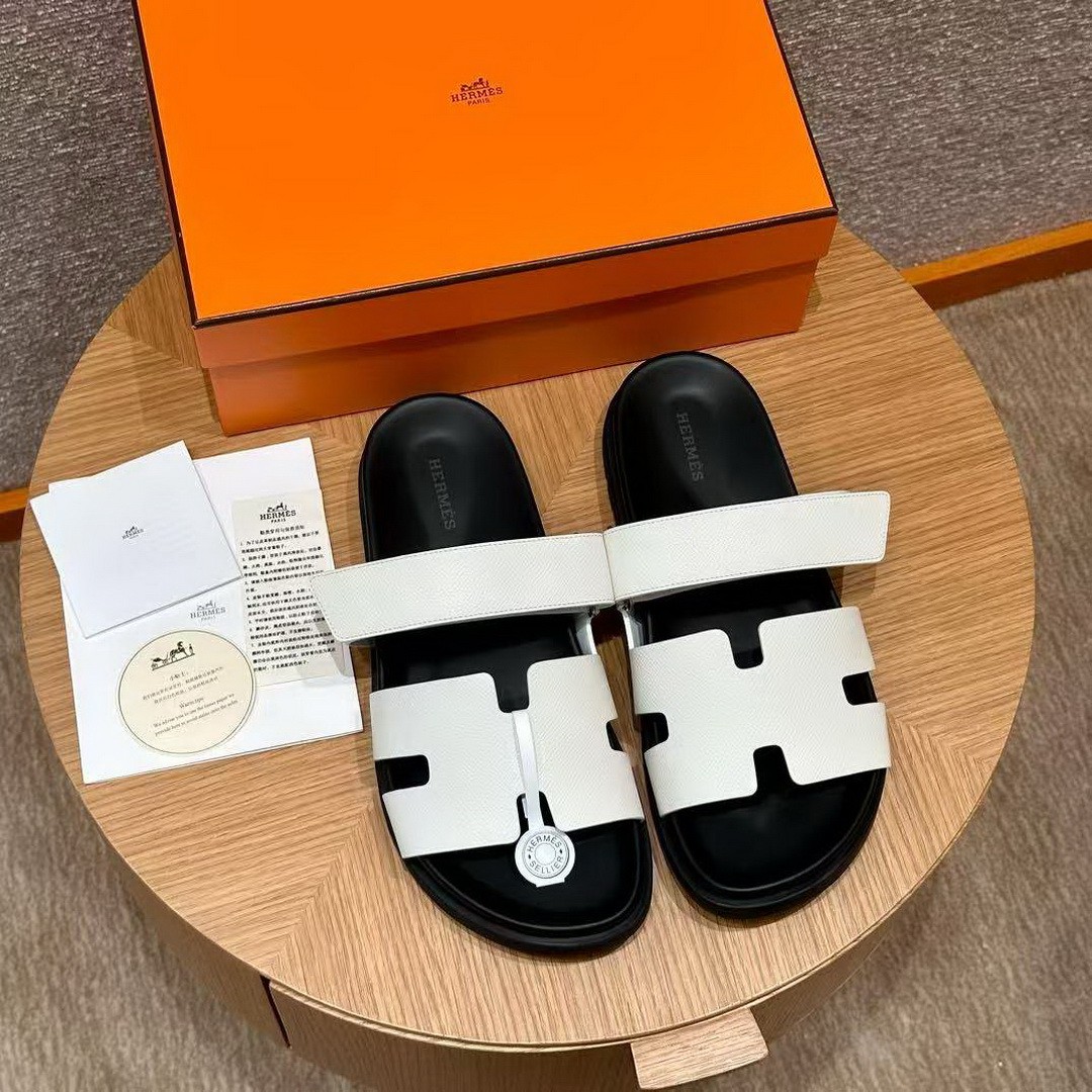 Hermes Chypre Sandal Men Techno-sandal Epsom Calfskin Blanc - Image 3