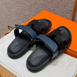 Alternative view of Hermes Chypre Sandal Men Techno-sandal Epsom Calfskin Dark Blue Black