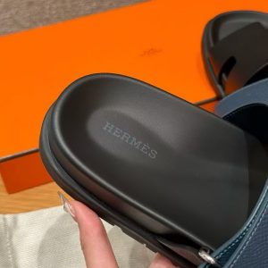 Hermes Chypre Sandal Men Techno-sandal Epsom Calfskin Dark Blue Black - Image 15