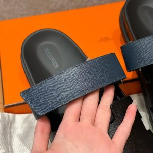 Hermes Chypre Sandal Men Techno-sandal Epsom Calfskin Dark Blue Black - Image 14