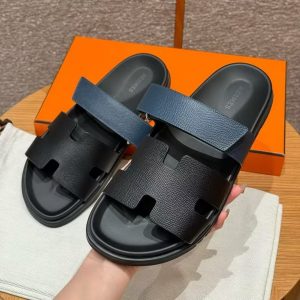 Hermes Chypre Sandal Men Techno-sandal Epsom Calfskin Dark Blue Black - Image 12