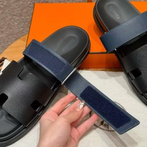 Hermes Chypre Sandal Men Techno-sandal Epsom Calfskin Dark Blue Black - Image 11