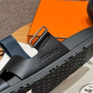 Hermes Chypre Sandal Men Techno-sandal Epsom Calfskin Dark Blue Black - Image 8