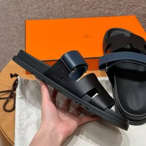Hermes Chypre Sandal Men Techno-sandal Epsom Calfskin Dark Blue Black - Image 6
