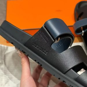 Hermes Chypre Sandal Men Techno-sandal Epsom Calfskin Dark Blue Black - Image 5
