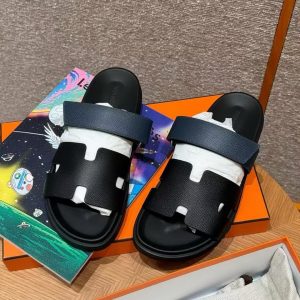 Hermes Chypre Sandal Men Techno-sandal Epsom Calfskin Dark Blue Black - Image 4