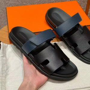 Hermes Chypre Sandal Men Techno-sandal Epsom Calfskin Dark Blue Black - Image 3