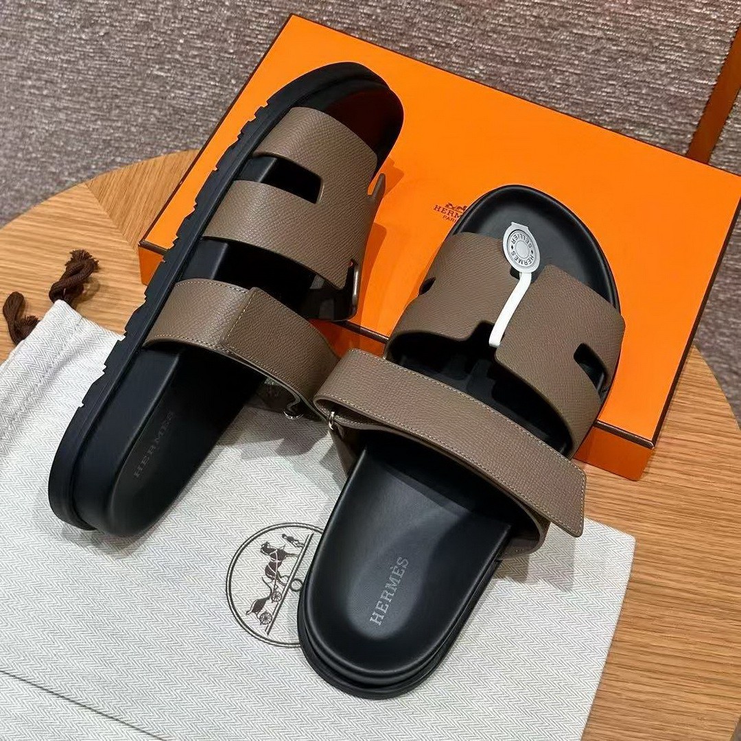 Hermes Chypre Sandal Men Techno-sandal Epsom Calfskin Etoupe - Image 2