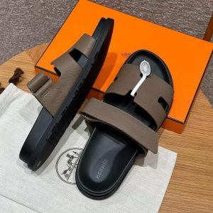 Hermes Chypre Sandal Men Techno-sandal Epsom Calfskin Etoupe - Image 10