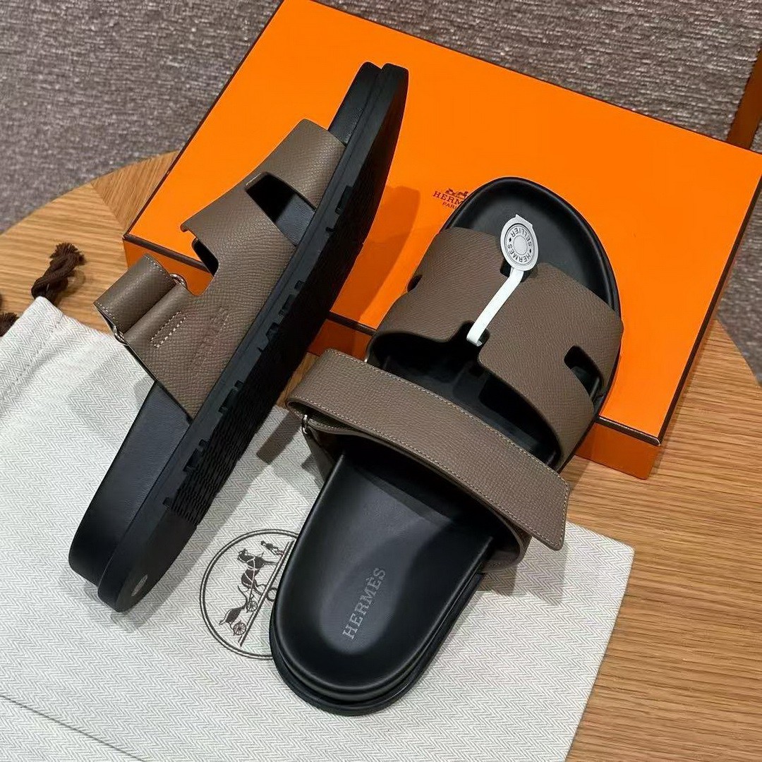 Hermes Chypre Sandal Men Techno-sandal Epsom Calfskin Etoupe - Image 10