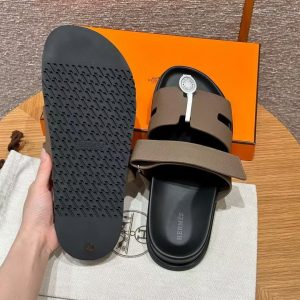 Hermes Chypre Sandal Men Techno-sandal Epsom Calfskin Etoupe - Image 9