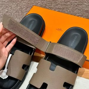 Hermes Chypre Sandal Men Techno-sandal Epsom Calfskin Etoupe - Image 4