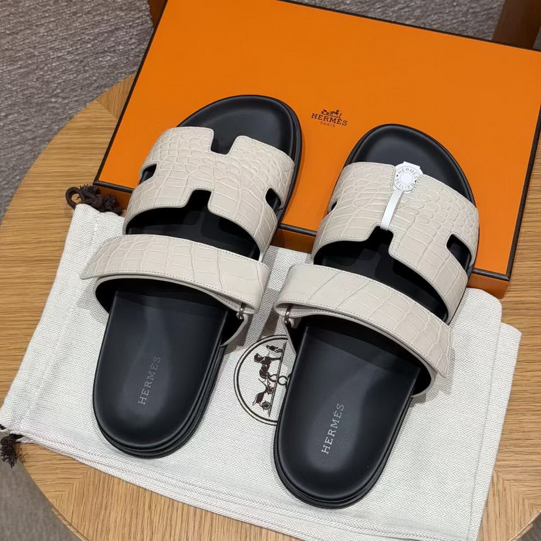 Hermes Chypre Sandal Men Techno-sandal Matte Mississippiensis Alligator Beton - Image 2