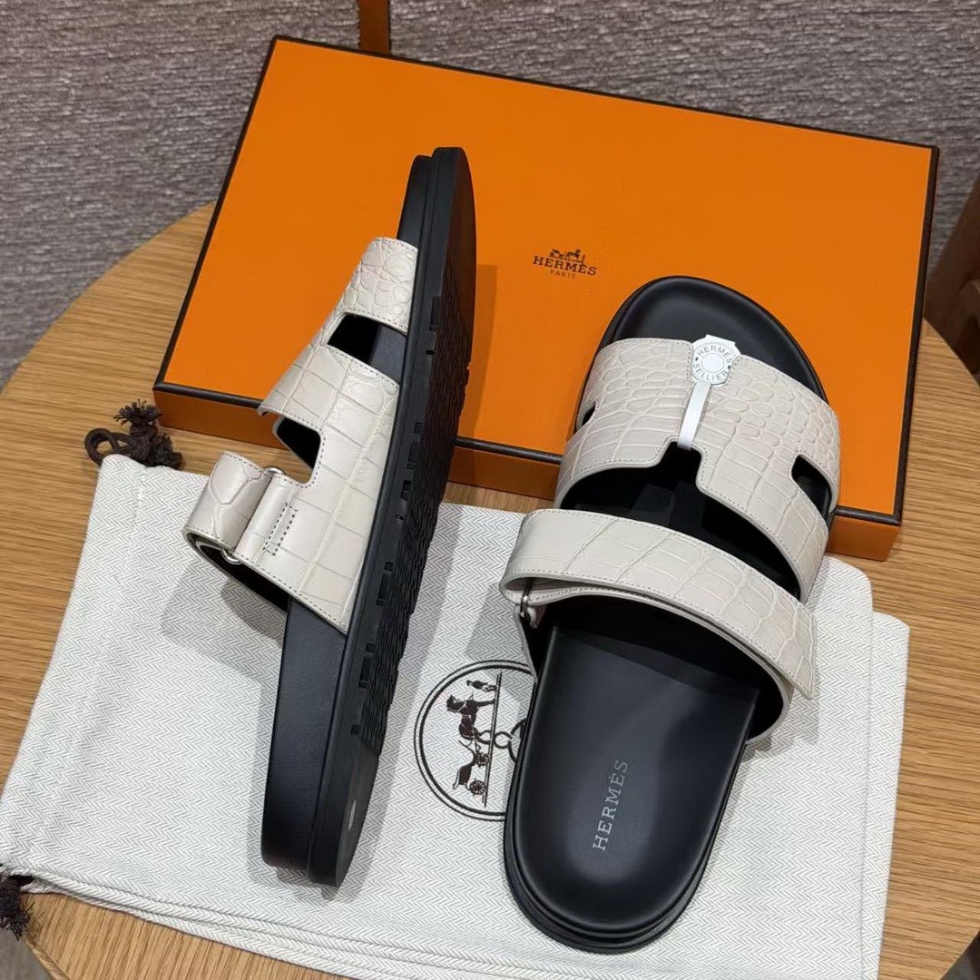 Hermes Chypre Sandal Men Techno-sandal Matte Mississippiensis Alligator Beton - Image 9