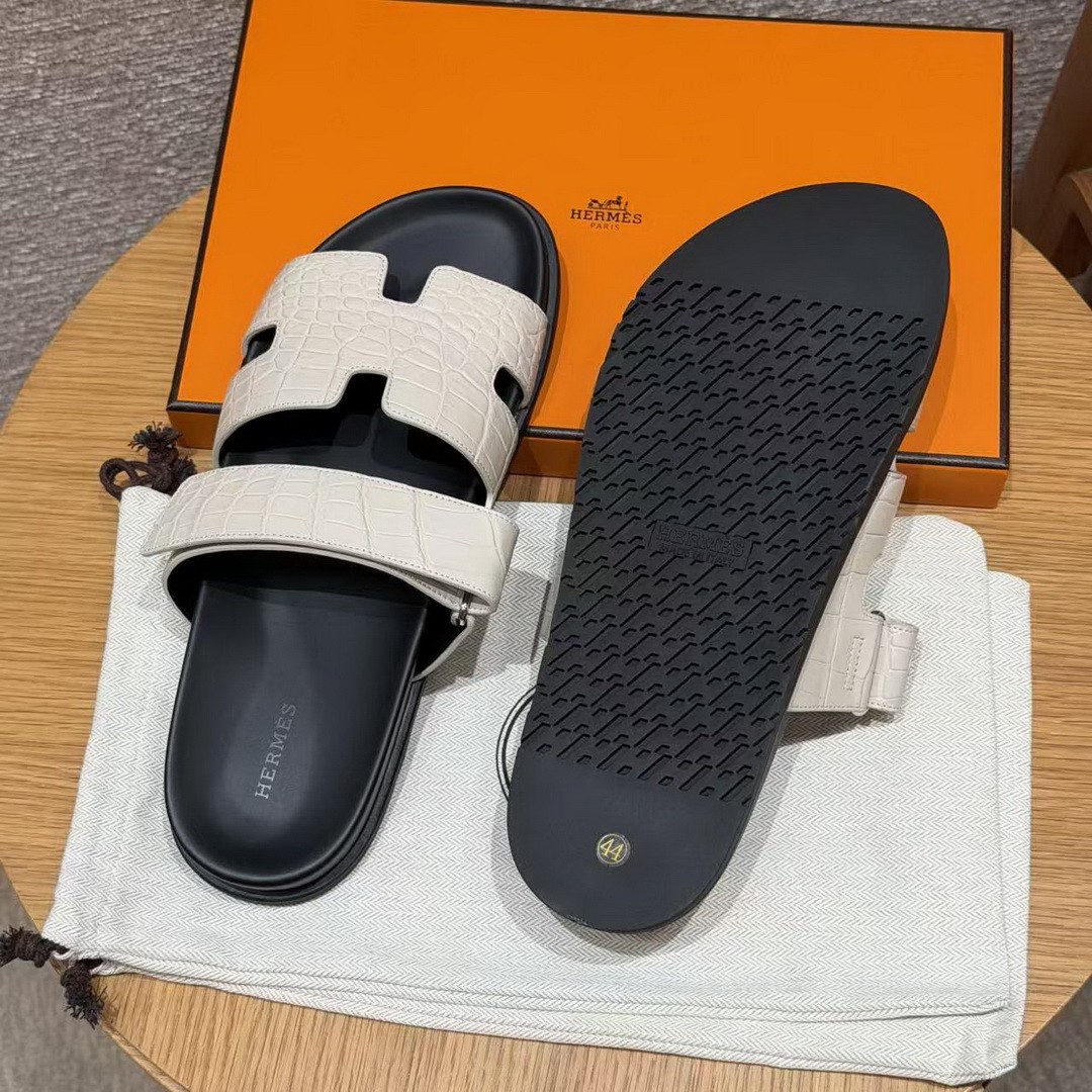 Hermes Chypre Sandal Men Techno-sandal Matte Mississippiensis Alligator Beton - Image 8